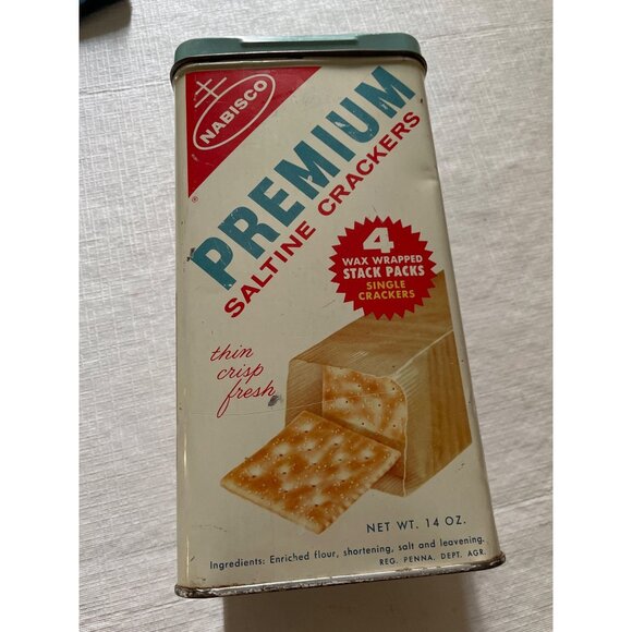 Vintage Nabisco Premium Saltine Crackers Tin Container 14 Oz - Picture 5 of 9